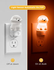 L LOHAS LED puppy night light with dusk-to-dawn sensor turns on automatically.
