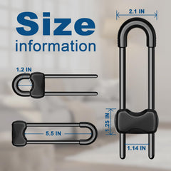 LLOOC U-shaped baby-proofing locks attached to a cabinet door.
