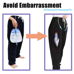 Lmaray catheter leg pants back view with concealed pockets for privacy