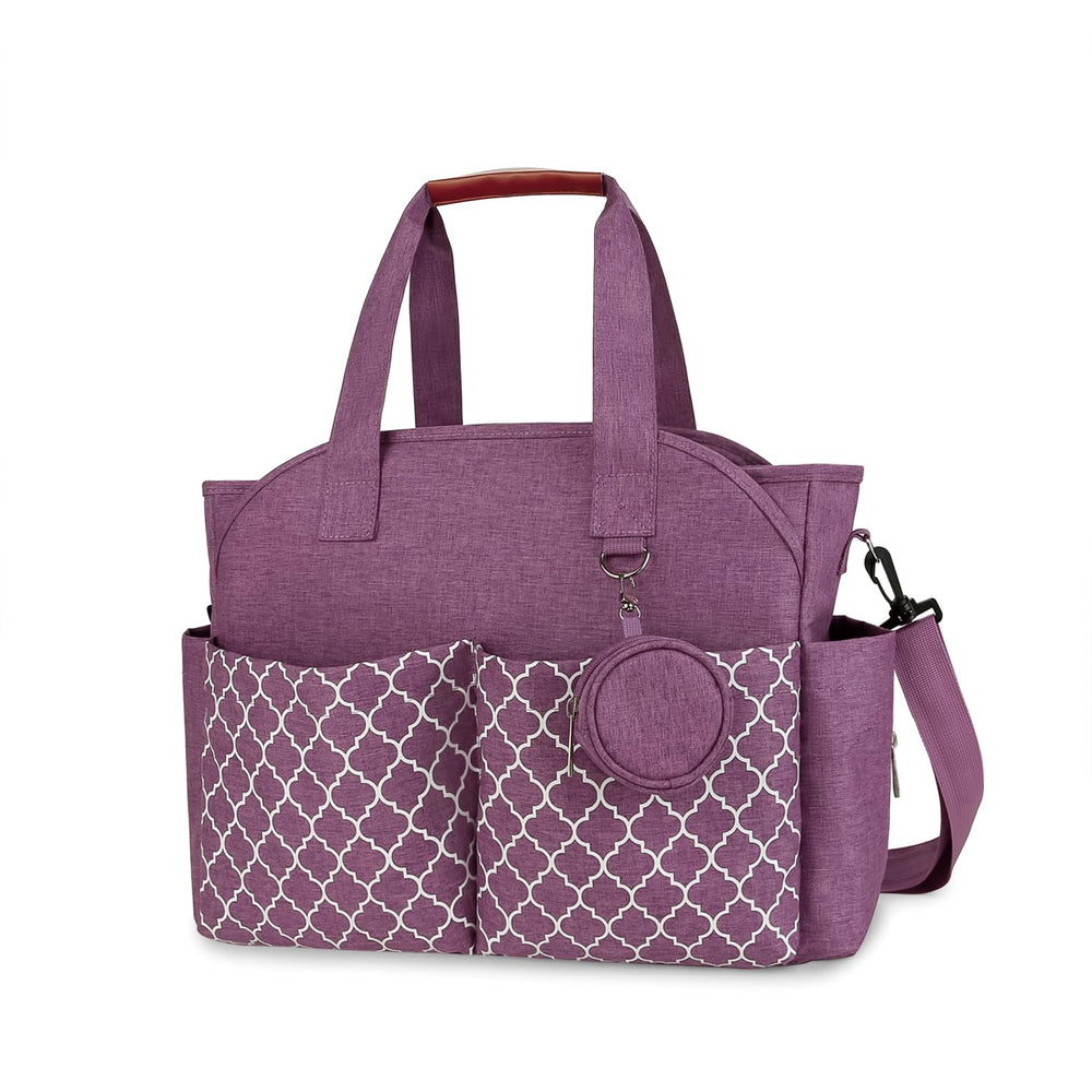 Lmbabter diaper bag tote with changing station, front view for on-the-go organization.