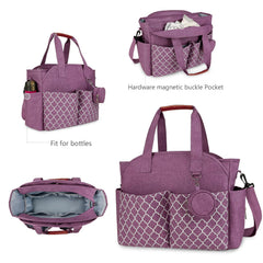 Lmbabter diaper bag interior with multiple pockets for quick access.