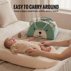 Lmbabter pink bear rainbow theme diaper caddy brightens nursery decor.
