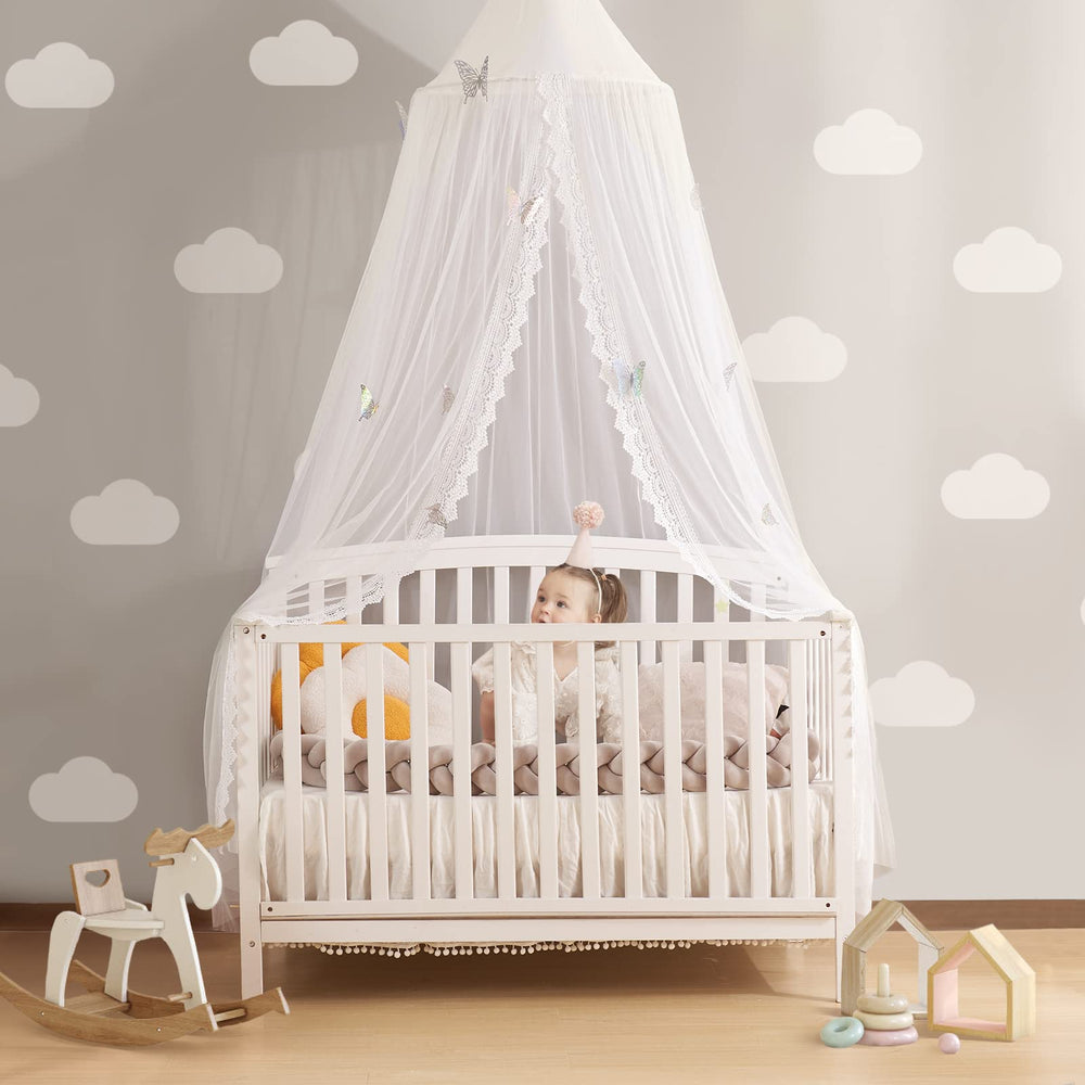 LOAOL butterfly castle bed canopy over crib for magical bedtime ambiance