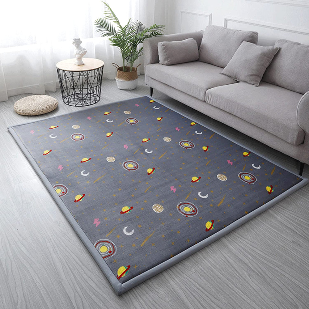 Loartee coral velvet area rug with memory foam provides soft cushioning for toddlers.