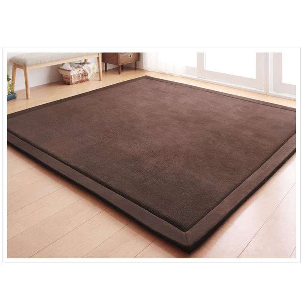 Loartee Coral Velvet Crawling Rug with 6-8x7-9 Coffee offers a soft surface for safe toddler play.
