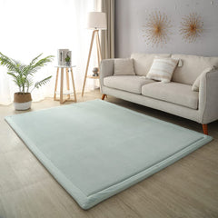 Loartee Coral Velvet Crawling Rug wide-angle view for cozy toddler play spaces.