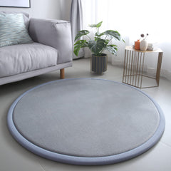 Loartee thick kids round rug in coral velvet gray, 39-inch diameter, soft surface for nursery play