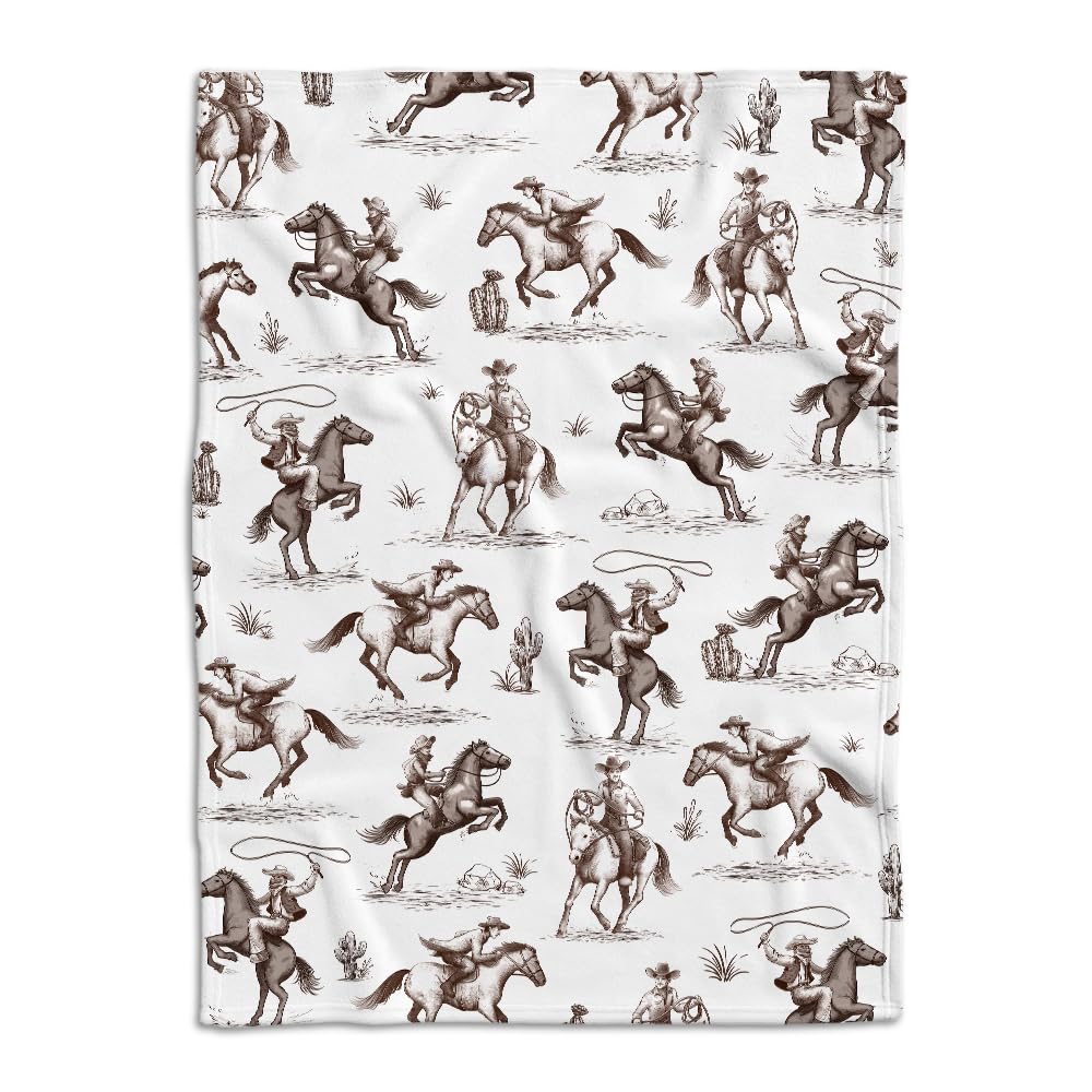 Locobird Western Blanket front view shows rustic nursery pattern.