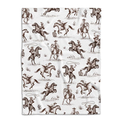 Locobird Western Blanket front view shows rustic nursery pattern.