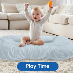 Loevin Baby Lounger blue side view for portable tummy time on the go