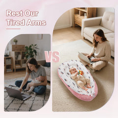 Loevin forest pink baby nest shows breathable cotton fabric.