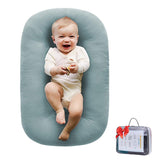 Loevin Baby Lounger in Misty Blue with soft cotton cover for gentle play