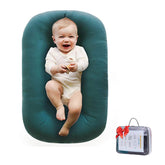 Loevin Baby Lounger in Peacock Green showing cozy, breathable surface for infant play