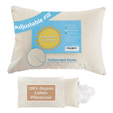 LOFE organic pillow shell close-up reveals skin-friendly unbleached cotton.