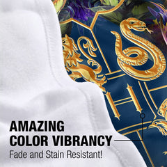 LOGOVISION Hogwarts Crest print blanket offers vibrant design for fan rooms.