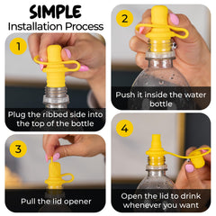 Lohalova spill-proof yellow top spout on bottle invites toddlers to drink
