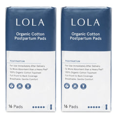 LOLA organic cotton postpartum pad with full-coverage design for overnight protection.