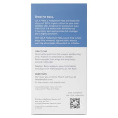 LOLA ultra-absorbent postpartum pad provides front-to-back coverage for secure protection.