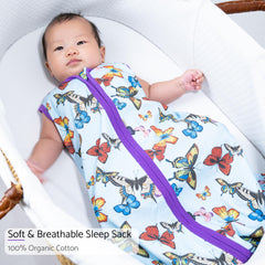 LollyBanks 2-way zip sleep sack showing bottom opening for quick diaper changes.