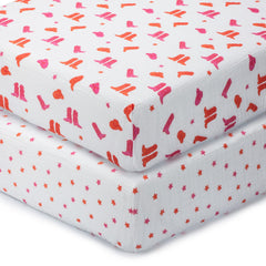 LollyBanks pink boot design crib sheet for breathable nap time and soft touch