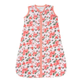 LollyBanks baby sleep sack in pink peony print, breathable cotton for calm nights.