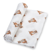 LollyBanks tiger cub print swaddle blanket provides a cozy wrap for newborns.