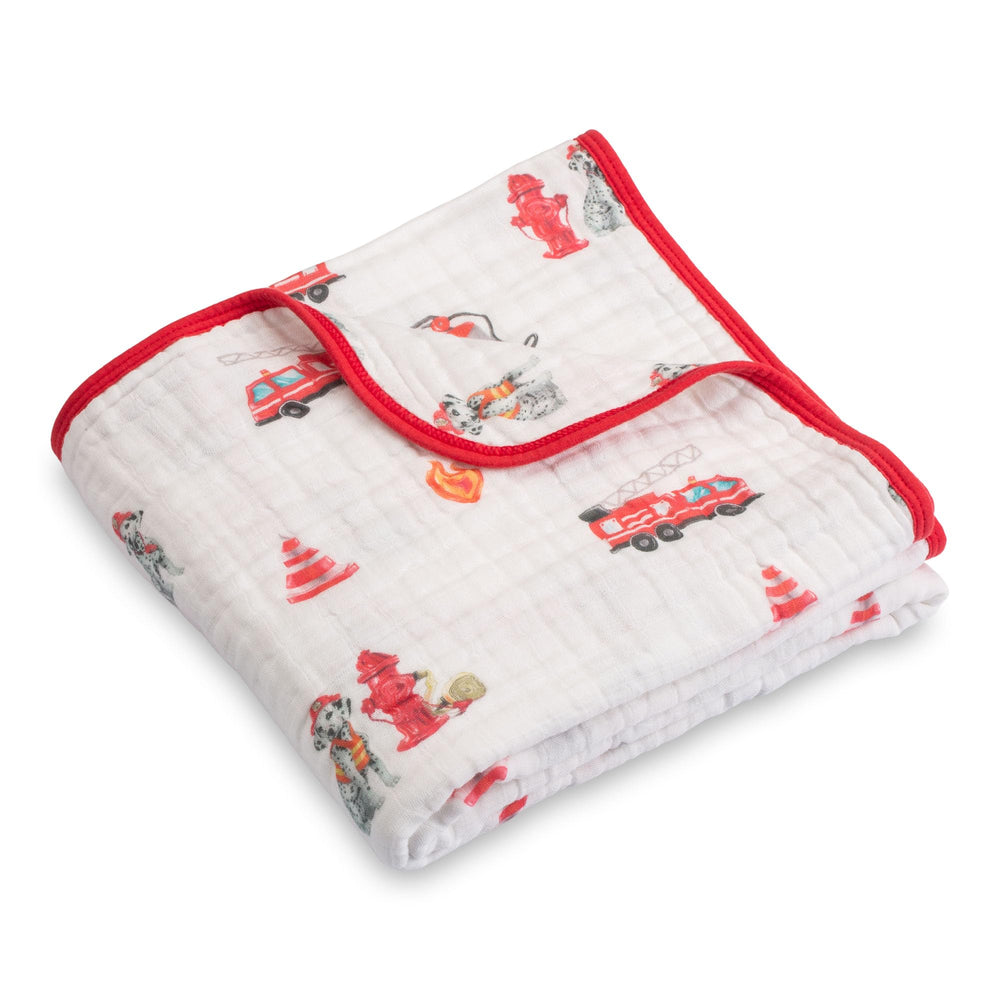 LollyBanks dogs print muslin blanket front view for cozy baby cuddles
