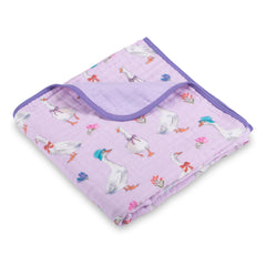 LollyBanks goose print muslin baby blanket for crib time comfort