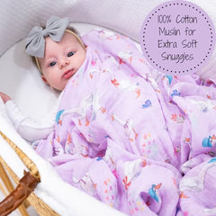 LollyBanks goose print swaddle blanket is lightweight and breathable
