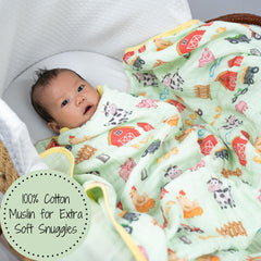 LollyBanks farm-theme chicks blanket image showcases cheerful nursery comfort during stroller walks