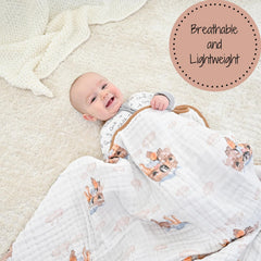 LollyBanks nursery display highlights soft, breathable fabric and Noah's Ark design.