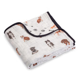 LollyBanks Puppies Print muslin blanket for cozy nursery moments