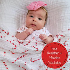 LollyBanks muslin swaddle fabric detail emphasizes breathable, lightweight texture