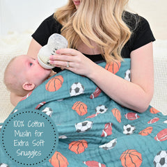 LollyBanks Muslin Swaddle soft cotton blanket for cozy newborn cuddles.