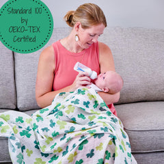 LollyBanks Shamrock Swaddle breathable, lightweight fabric ideal for on-the-go warmth
