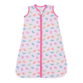 LollyBanks Sleep Sack macarons print, front view, cozy cotton for baby comfort.