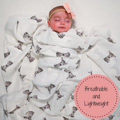 LollyBanks swaddle blanket, breathable cotton muslin keeps baby comfortable day and night.