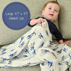 LollyBanks trains swaddle pattern, versatile for burps and cuddles.