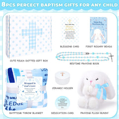 LOMEVE Baptism Gift Basket Boy Rosary: lake-blue beads for gentle, kid-friendly prayer moments.