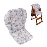 Lomgwumy high chair cushion with forest animal pattern on grey for soft, skin-friendly comfort.