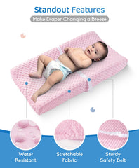 Loonah changing pad with contoured sides for secure positioning.