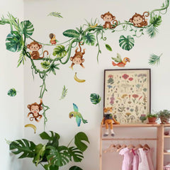 LOONELO safari characters wall mural features friendly animals for classroom decor.