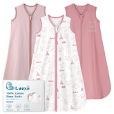 Looxii baby sleep sack front view shows breathable 100% cotton comfort for newborns