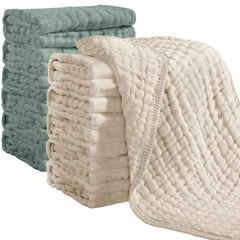 Looxii Muslin Burp Cloths 12-pack Apricot-Dark Green front view; soft fabric