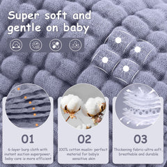 Looxii Muslin Burp Cloths large 20x10 inches provide ample coverage for messes.