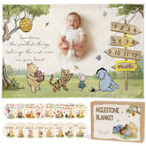 Lopeastar Winnie milestone blanket with holiday cutouts for monthly photos.