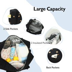 LORADI bag size 138L x 46W x 12H fits diapers, bottles, and more