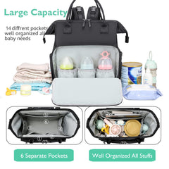 LORADI bag with 14 pockets keeps diapers, bottles, and essentials organized on the go