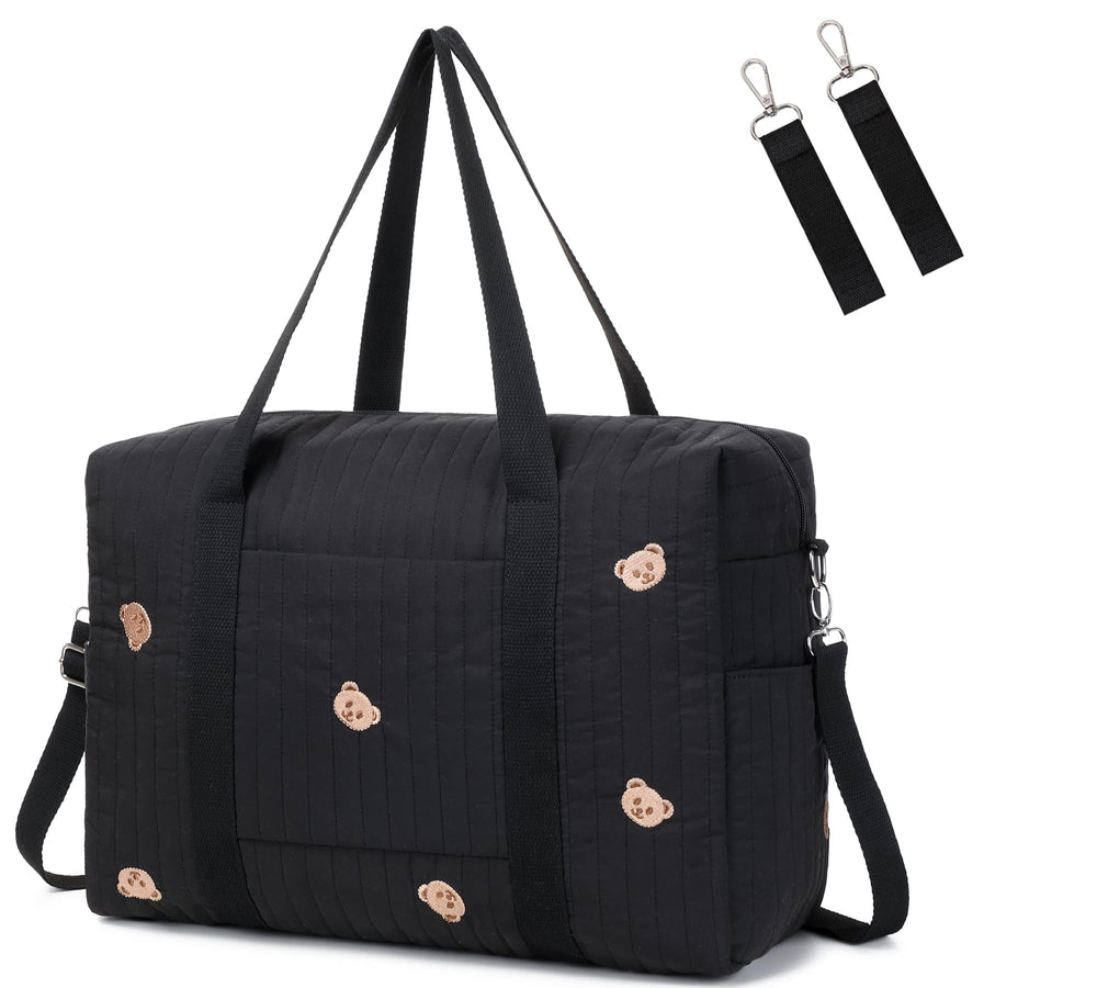 LORADI diaper bag tote with insulated pockets helping maintain bottle temperature on the go