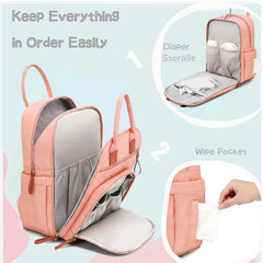 LORADI diaper bag with stroller buckle for hands free outings